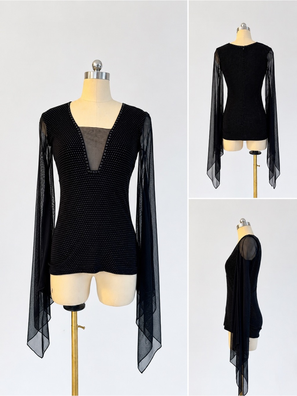 Black rhinestone mesh top